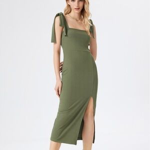 NWOT Cider Olive Midi Dress with Slit